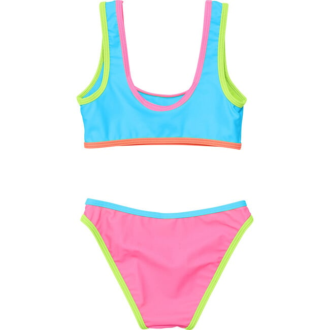 UPF50+ Contrast Piped Sleeveless Crop Bikini, Candy Colorblock - Two Pieces - 2