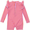 Sustainable Long Sleeve Sunsuit, Stripy Sunset - One Pieces - 2