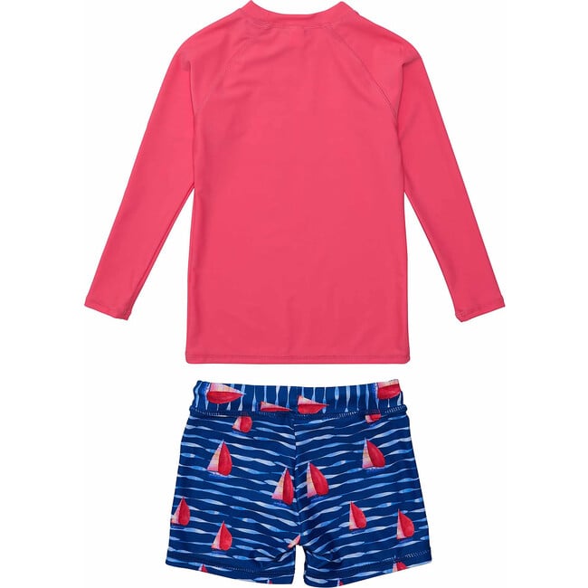 UPF50+ Contrast Long Sleeve Top & Short Set, Sailboat Rock - Two Pieces - 2