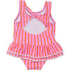 Sustainable Sleeveless Ruffle Waist Skirt Swimsuit, Stripy Sunset - One Pieces - 2