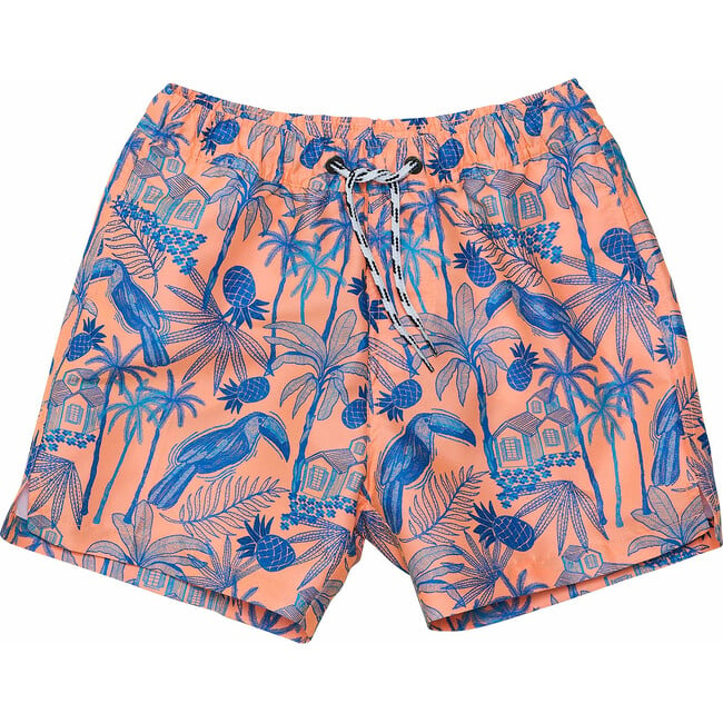 Sustainable Comfort Lined Drawstring Swim Short, Tropicana Vacay