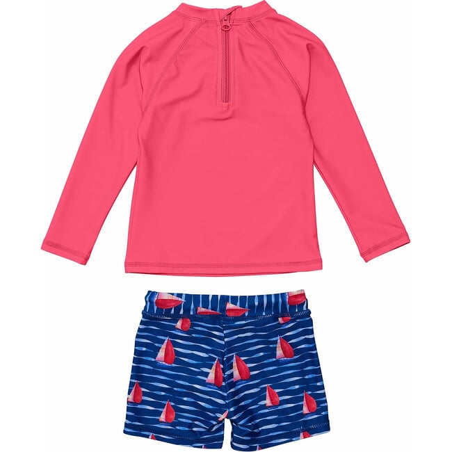 UPF50+ Contrast Long Sleeve Top & Short Set, Sailboat Rock - Two Pieces - 3