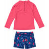 UPF50+ Contrast Long Sleeve Top & Short Set, Sailboat Rock - Two Pieces - 3