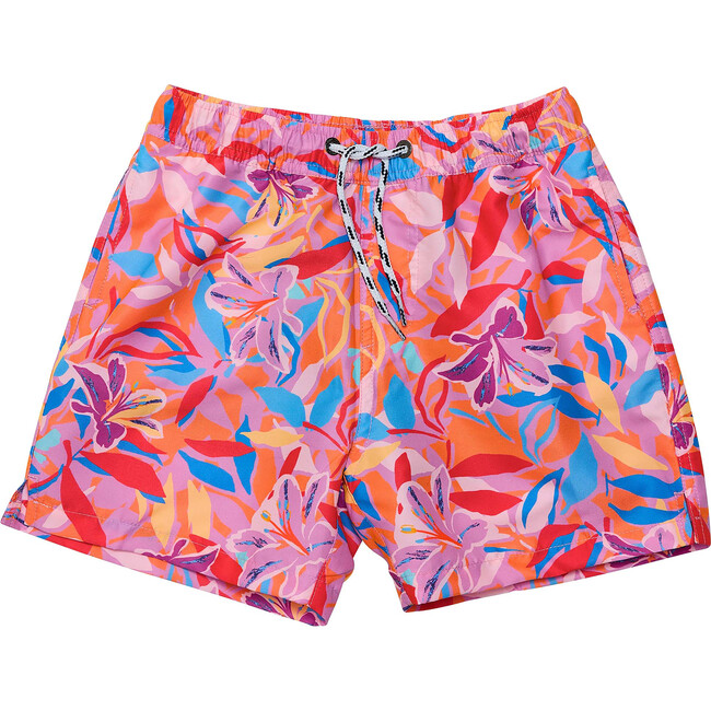 Sustainable Drawstring Swim Short, Blooming Sunset