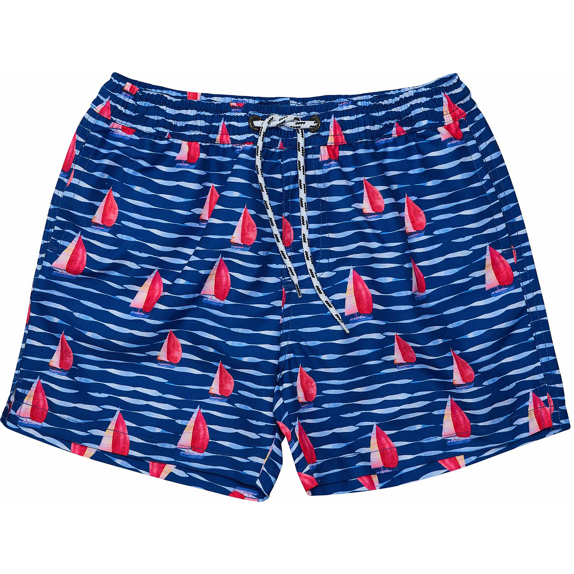 Sustainable Comfort Lined Drawstring Swim Short, Sailboat Rock - Swim Trunks - 1