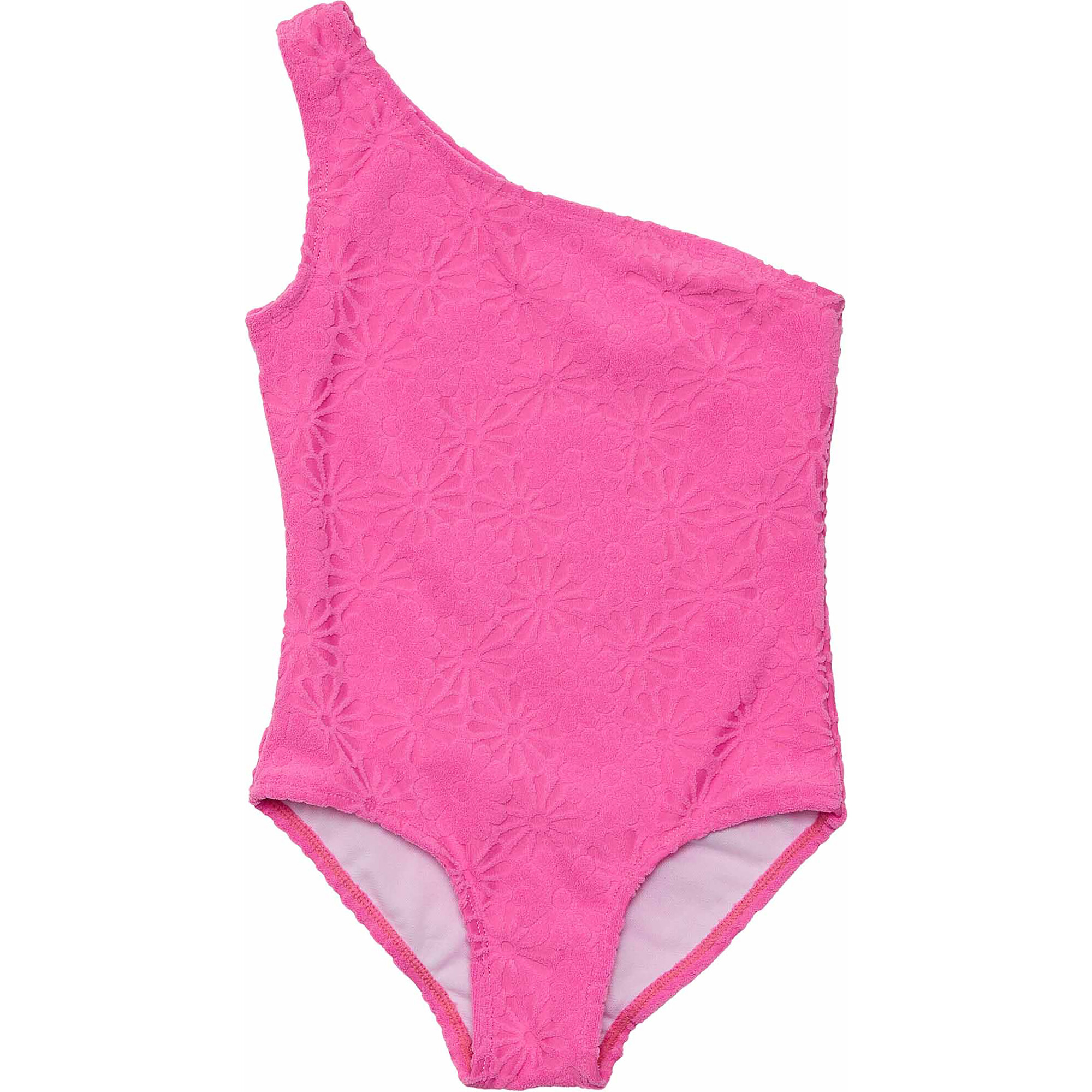Plush Terry UPF50+ One Shoulder Swimsuit, Bubblegum Bloom - One Pieces - 1