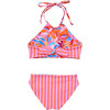 Sustainable Reversible Halter Tie Neck Bikini, Blooming Sunset - Two Pieces - 4