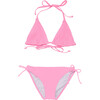 Shirred Halter Neck Tie Front & Bottom Triangle Bikini, Pink - Two Pieces - 1 - thumbnail