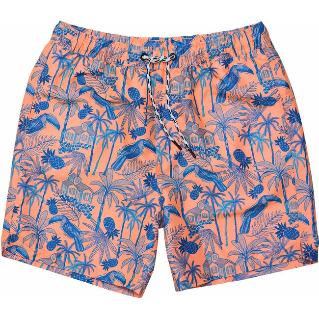 Men's Sustainable Comfort Lined Drawstring Swim Short, Tropicana Vacay