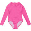 Plush Terry High Neck Long Sleeve Surf Suit, Bubblegum Bloom - One Pieces - 1 - thumbnail