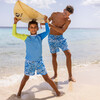 Sustainable Comfort Lined Drawstring Swim Short, Jawsome Waves - Swim Trunks - 4