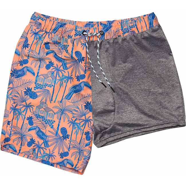 Men's Sustainable Comfort Lined Drawstring Swim Short, Tropicana Vacay - Swim Trunks - 3