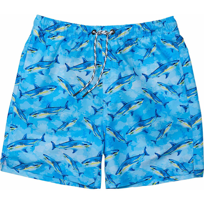 Men's Sustainable Comfort Lined Drawstring Swim Short, Jawsome Waves