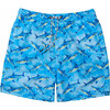 Men's Sustainable Comfort Lined Drawstring Swim Short, Jawsome Waves - Swim Trunks - 1 - thumbnail