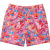 Men's Sustainable Comfort Lined Drawstring Swim Short, Blooming Sunset - Swim Trunks - 1 - thumbnail