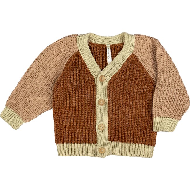 Rainbow Cardigan, Russet/Dusty Pink