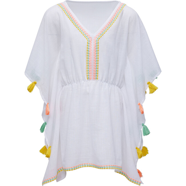 Embroidered Side Tassel Kaftan Cover Up, Coastal