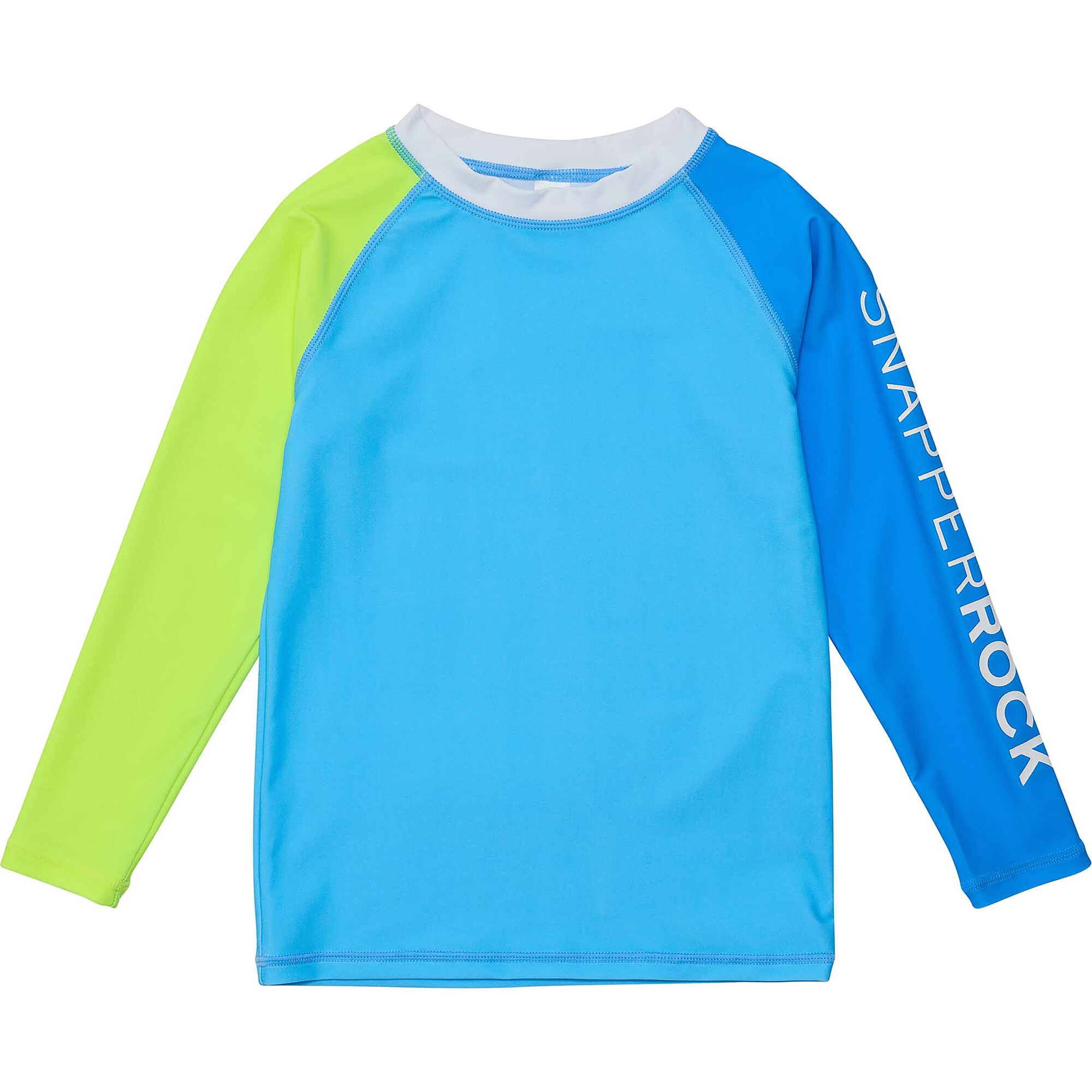Color-Block Crew Neck Long Raglan Sleeve Rash Top, Citron Splash - Rash Guards - 1