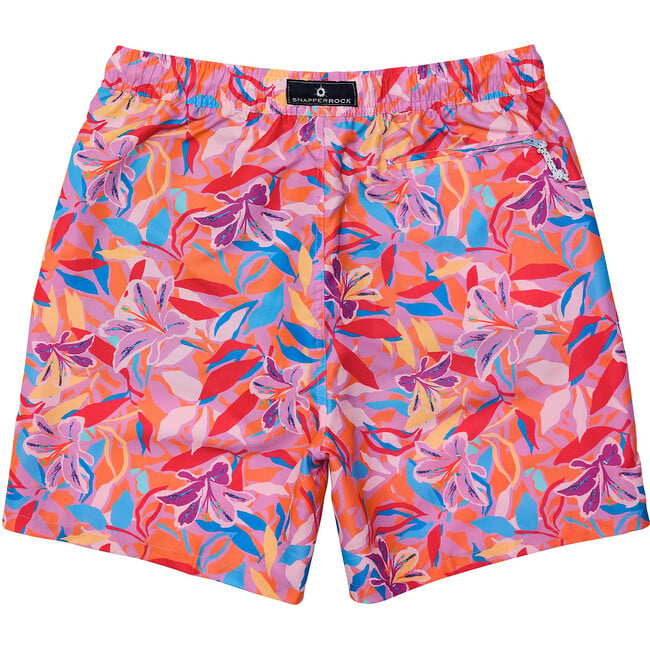 Men's Sustainable Comfort Lined Drawstring Swim Short, Blooming Sunset - Swim Trunks - 2