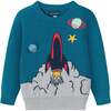 Kids Teal Spaceship Sweater - Sweaters - 1 - thumbnail