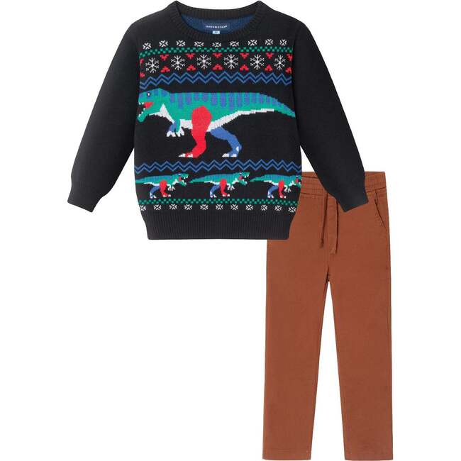 Sweater Set, Festive Dinosaur