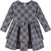 Kids Tiered Dress, Blue Tweed - Dresses - 1 - thumbnail