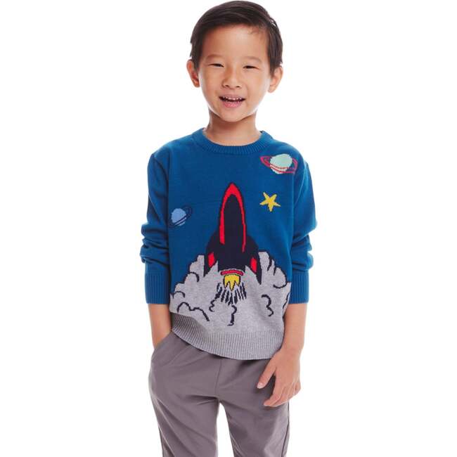 Kids Teal Spaceship Sweater - Sweaters - 3