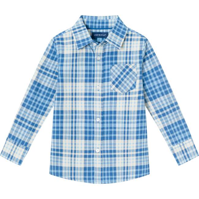 Kids Ultra Soft Buttondown Shirt, Blue Cream