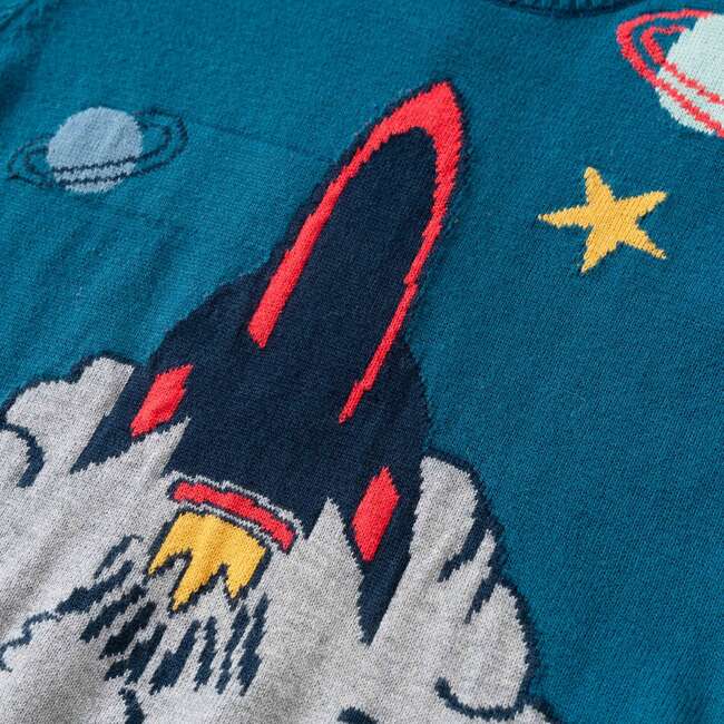 Kids Teal Spaceship Sweater - Sweaters - 6