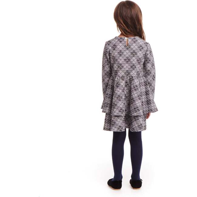 Kids Tiered Dress, Blue Tweed - Dresses - 4