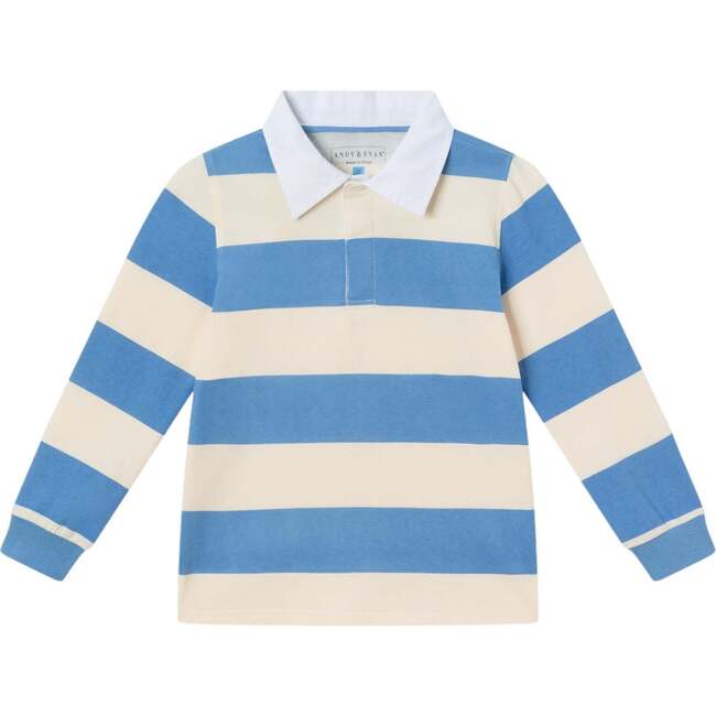 Kids Striped Rugby Shirt, Blue Cream