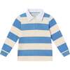 Kids Striped Rugby Shirt, Blue Cream - Polo Shirts - 1 - thumbnail