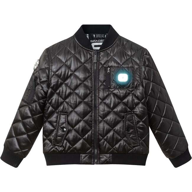 SPACEONE x Andy & Evan®, Kids Quilted Bomber with LED Light, Black - Jackets - 5