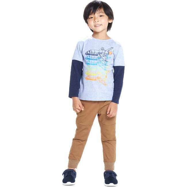 Kids Long Sleeve Two-Fer Graphic Tee Shirt, Space Shuttle - T-Shirts - 2
