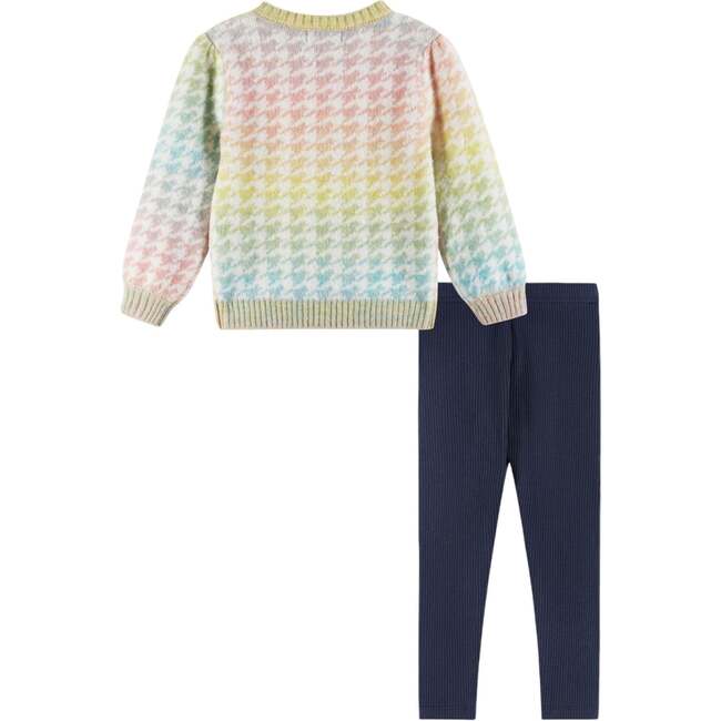 Kids Puff Sleeve Houndstooth Sweater & Legging Set, Ombre Rainbow - Mixed Apparel Set - 2