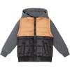 Kids Hooded Puffer Vest & Sweatshirt Combo, Black Cognac - Sweatshirts - 1 - thumbnail