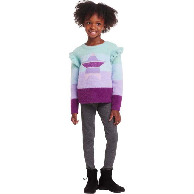 Kids Full Eyelash Sweater & Legging Set, Multicolor Lurex Star - Mixed Apparel Set - 2