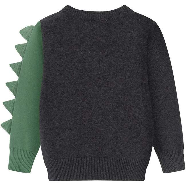 Kids Graphic Sweater, Charcoal Dinosaur - Sweaters - 4