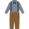 Infant 3-Piece Set Buttondown Suspenders & Pant Set, Navy Gingham - Mixed Apparel Set - 1 - thumbnail