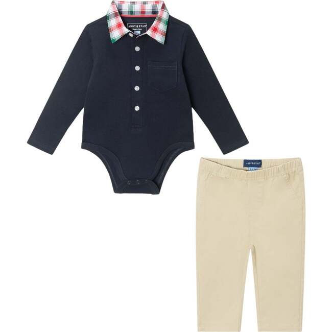 Infant 2-Piece Polo Shirtzie™ Set, Navy Holiday