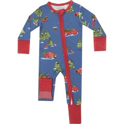 Vintage Red Truck 2 Way Zipper Romper, Blue - Rompers - 1