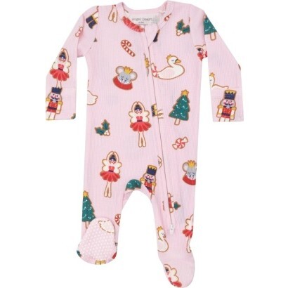 Sugar Plum Fairy Christmas Cookie 2 Way Zipper Footie, Pink - Footie Pajamas - 1