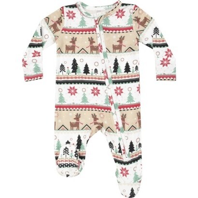 Reindeer Fair Isle 2 Way Zipper Footie, Multi