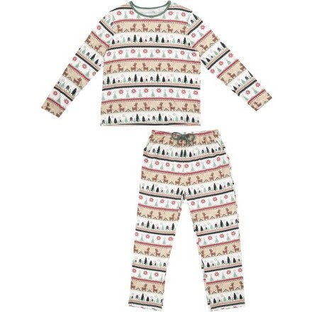 Adult Reindeer Fair Isle L/S Loungewear Set W/ Pockets, Multi