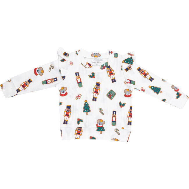 Nutcracker Christmas Cookies Ruffle Sweatshirt, Multi