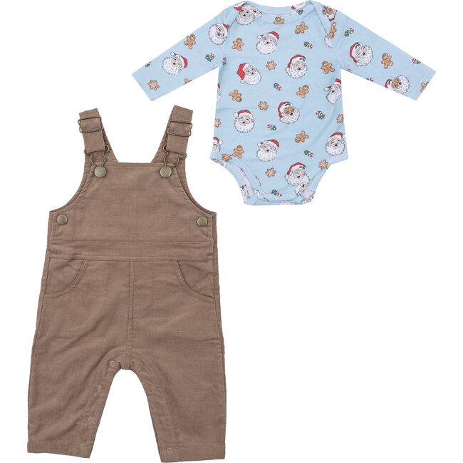 Cord Solid Sinopia Fresco Classic Overall & Vintage Santas Blue Bodysuit, Multi