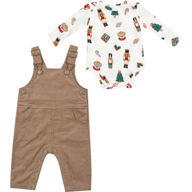 Cord Cinnamon Swirl Drop Crotch Jogger & Nutcracker Bodysuit, Multi