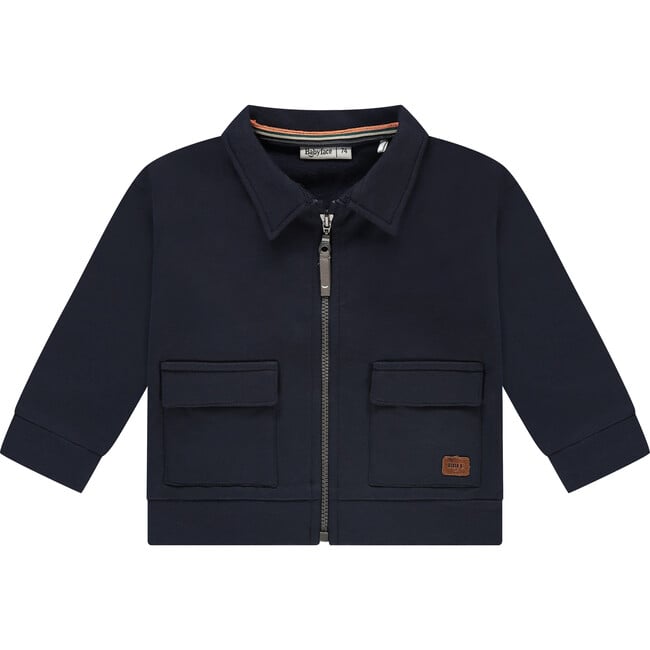 Zipped Collared Jacket, navy