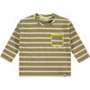 Long Sleeve T-Shirt, Green Stripes - T-Shirts - 1 - thumbnail