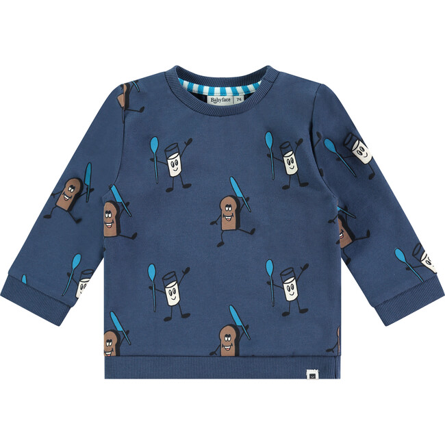 Long Sleeve T-Shirt, Dark Blue Print